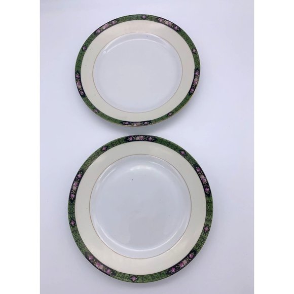 Vintage Noritake - 2 Bread & Butter Plates - Cherry Blossom Back Stamp ca 1924 - Picture 1 of 8